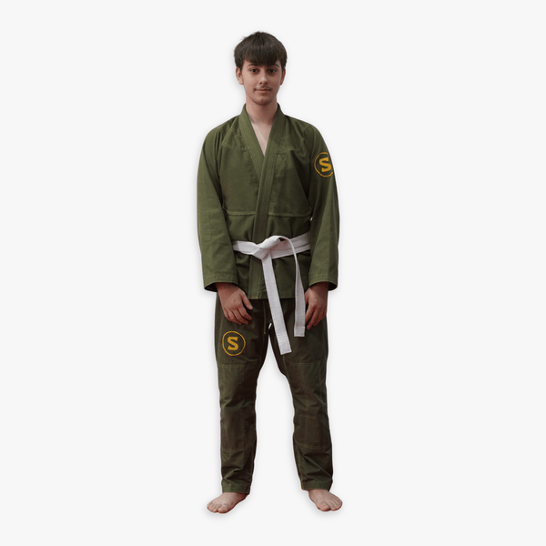 Premium khaki gi front view - Sunna Fightwear BJJ kimono for Brazilian Jiu-Jitsu training competition IBJJF approved
