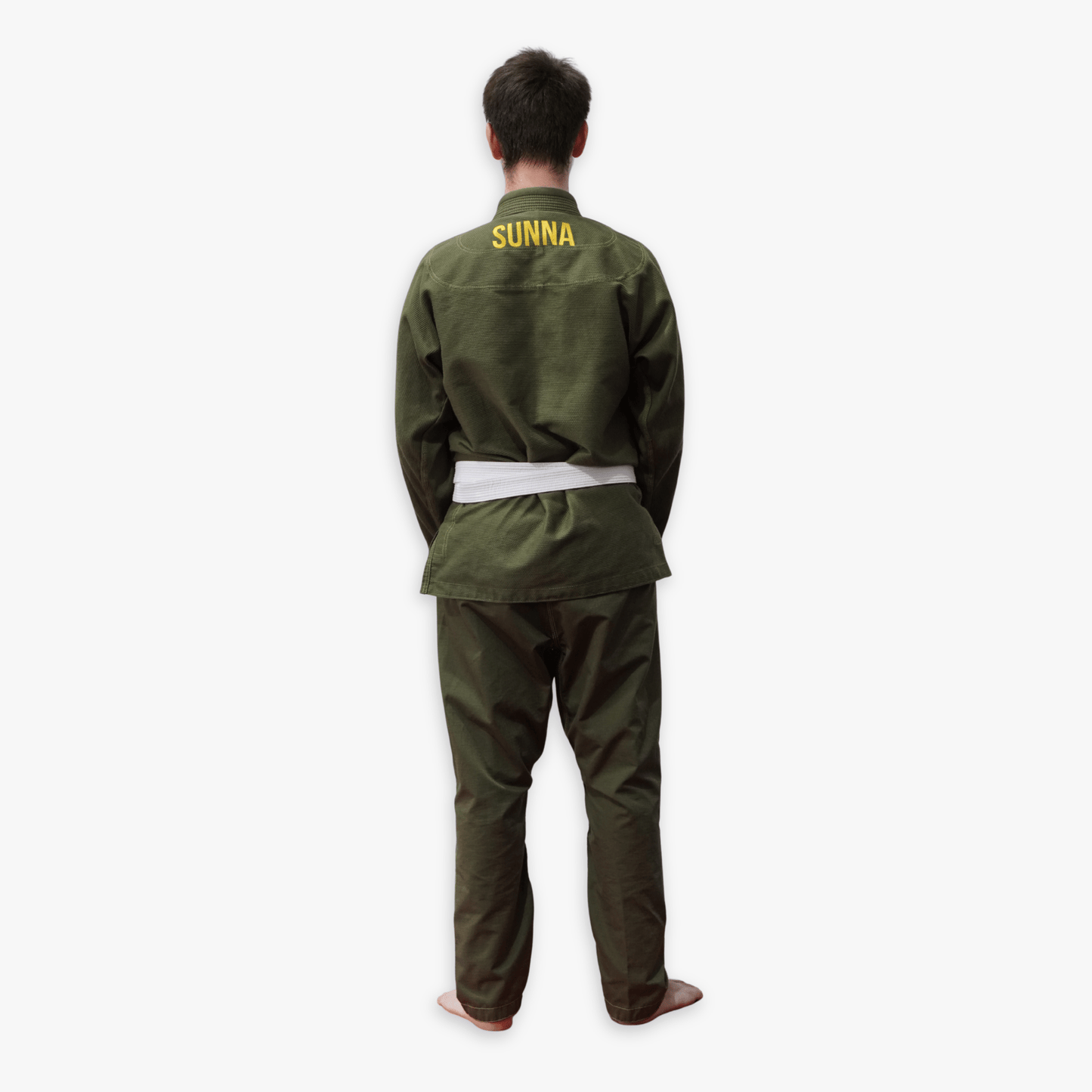 Khaki Brazilian Jiu-Jitsu gi back - Sunna Fightwear premium kimono for men women with durable ripstop pants