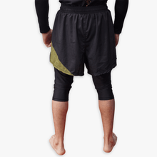 Modest MMA shorts back design - Sunna Fightwear Awrah grappling shorts for Islamic martial arts training