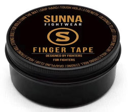 BJJ finger tape applied on hands - Sunna Fightwear grip protection tape for Brazilian Jiu-Jitsu training and competition
